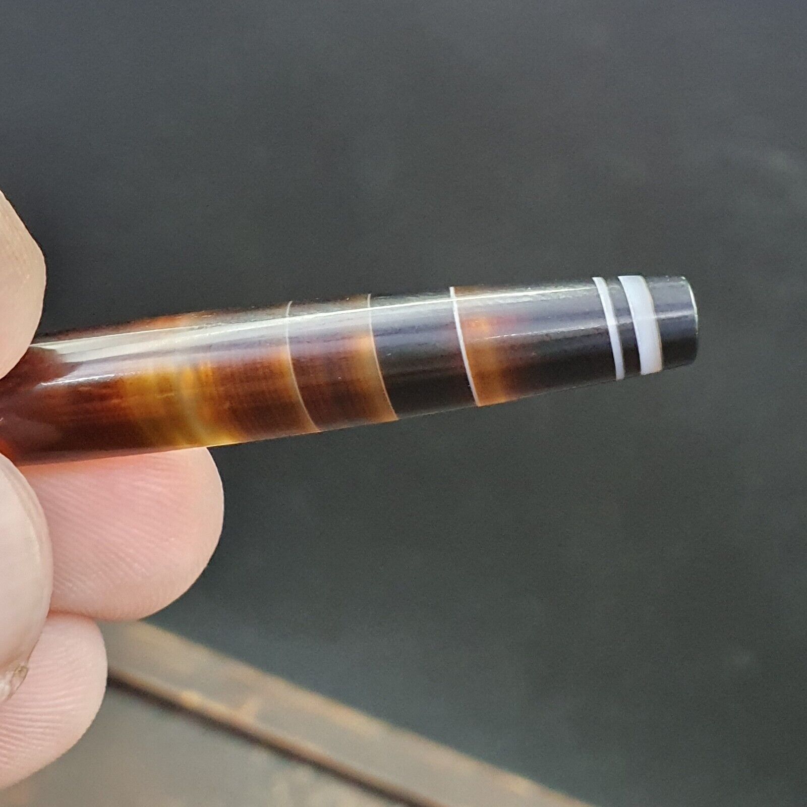 Antique Old Yemeni Agate Natural Rare pattern Banded Agate Bead  BD-j-14