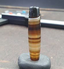 36.6mm Antique Old Yemeni Agate Natural Rare pattern Banded Agate Bead  BD-j-15