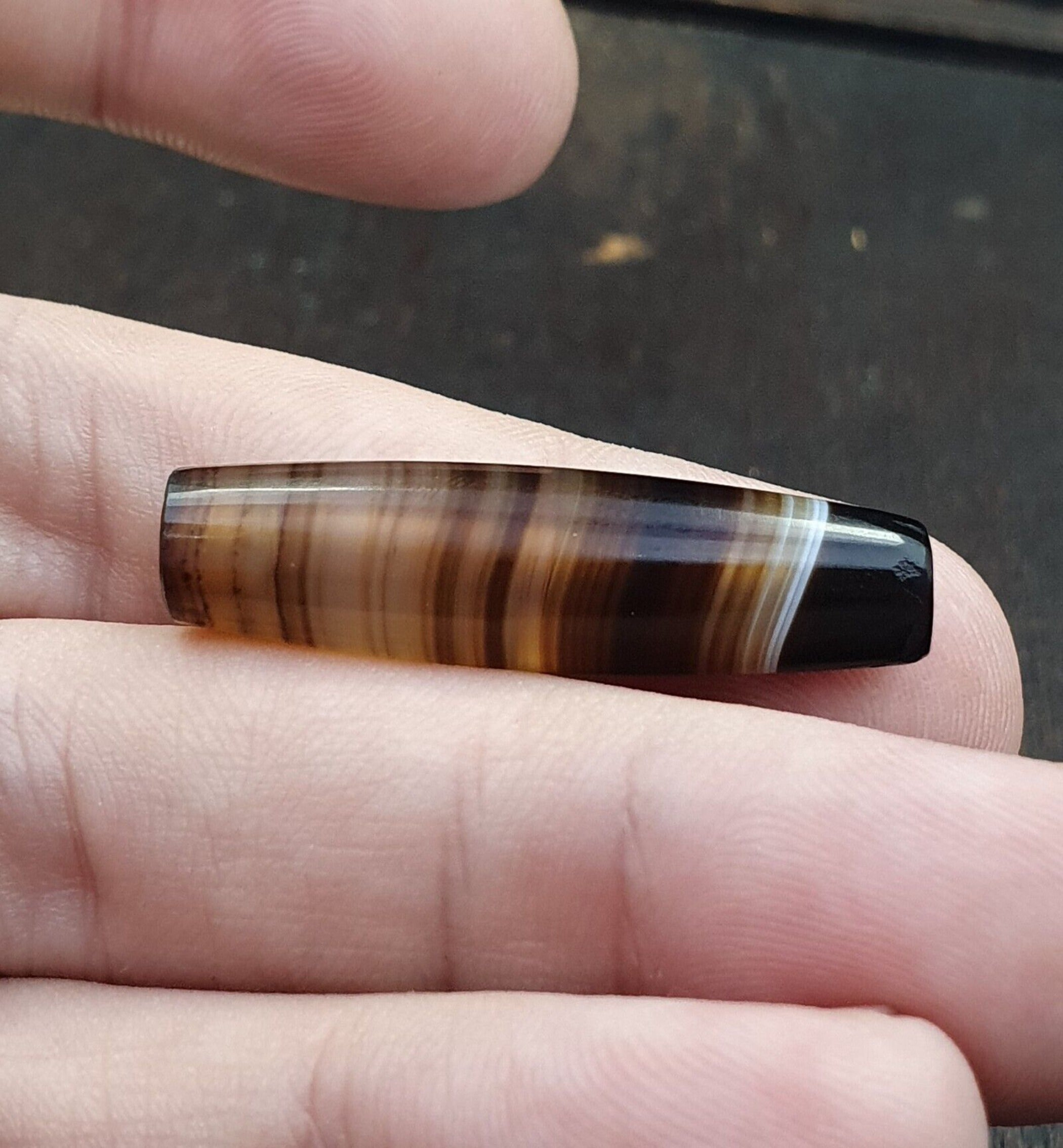 36.6mm Antique Old Yemeni Agate Natural Rare pattern Banded Agate Bead  BD-j-15