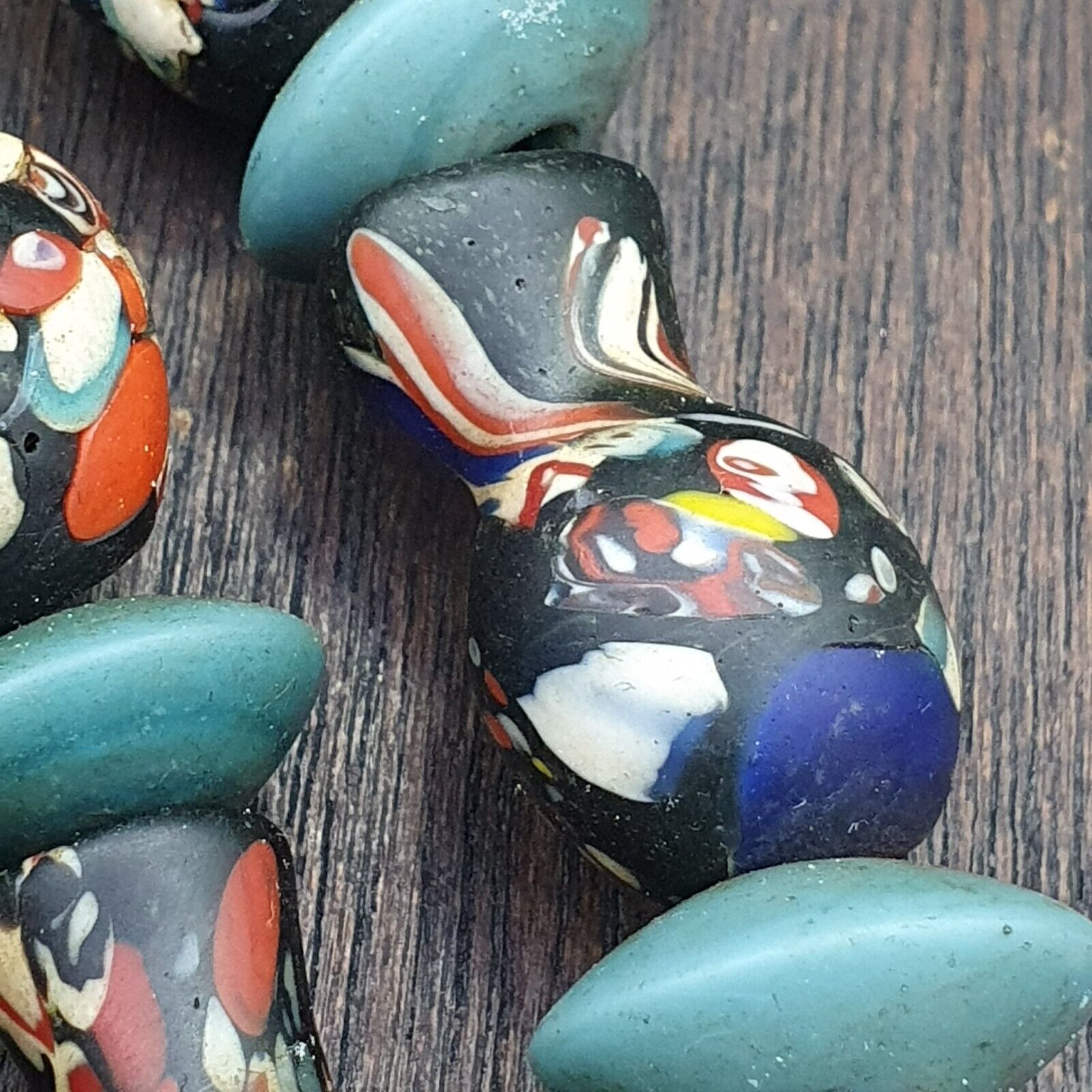 BEAUTIFUL OLD Mosaic Bottle GLASS Vintage ANTIQUE BEADS
