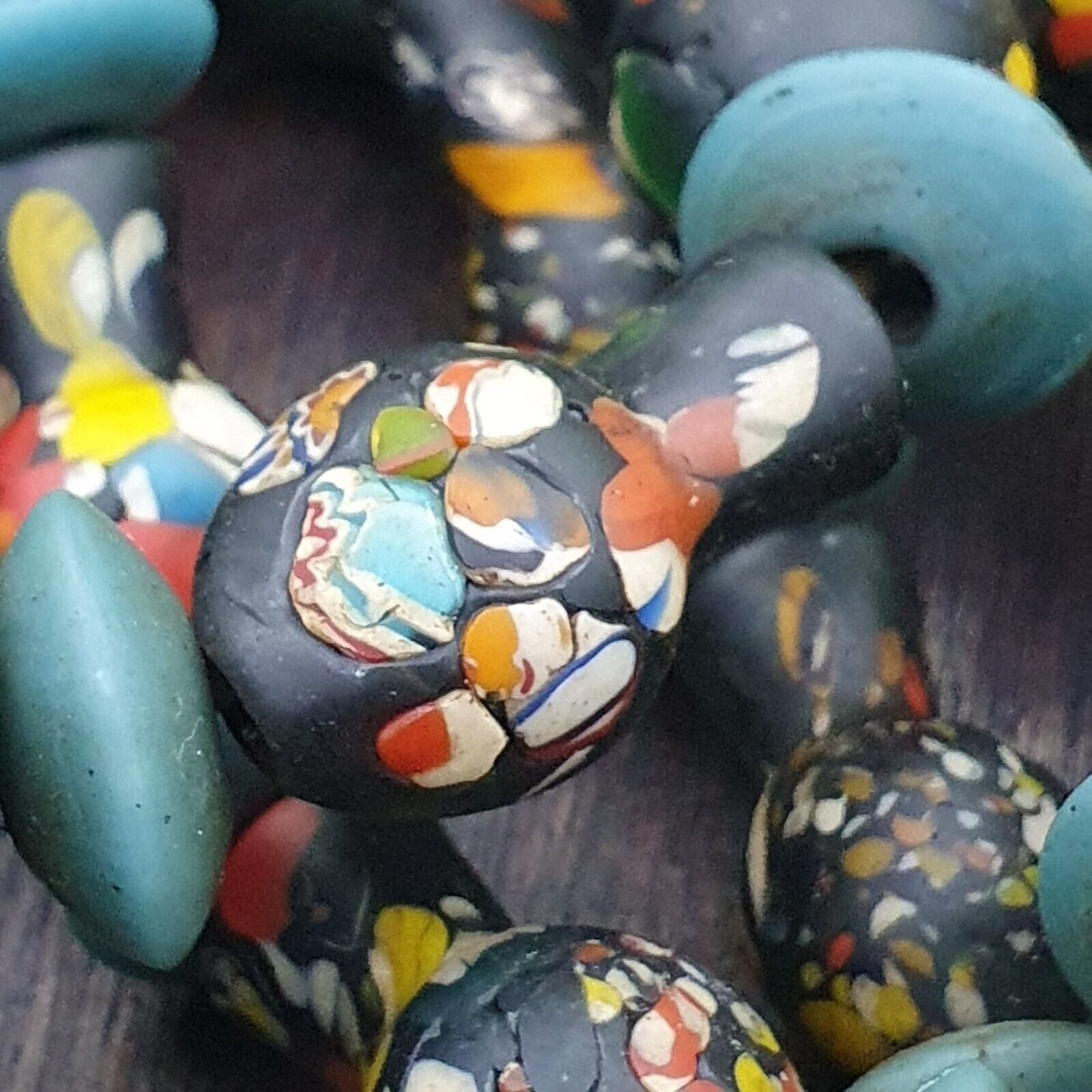 BEAUTIFUL OLD Mosaic Bottle GLASS Vintage ANTIQUE BEADS