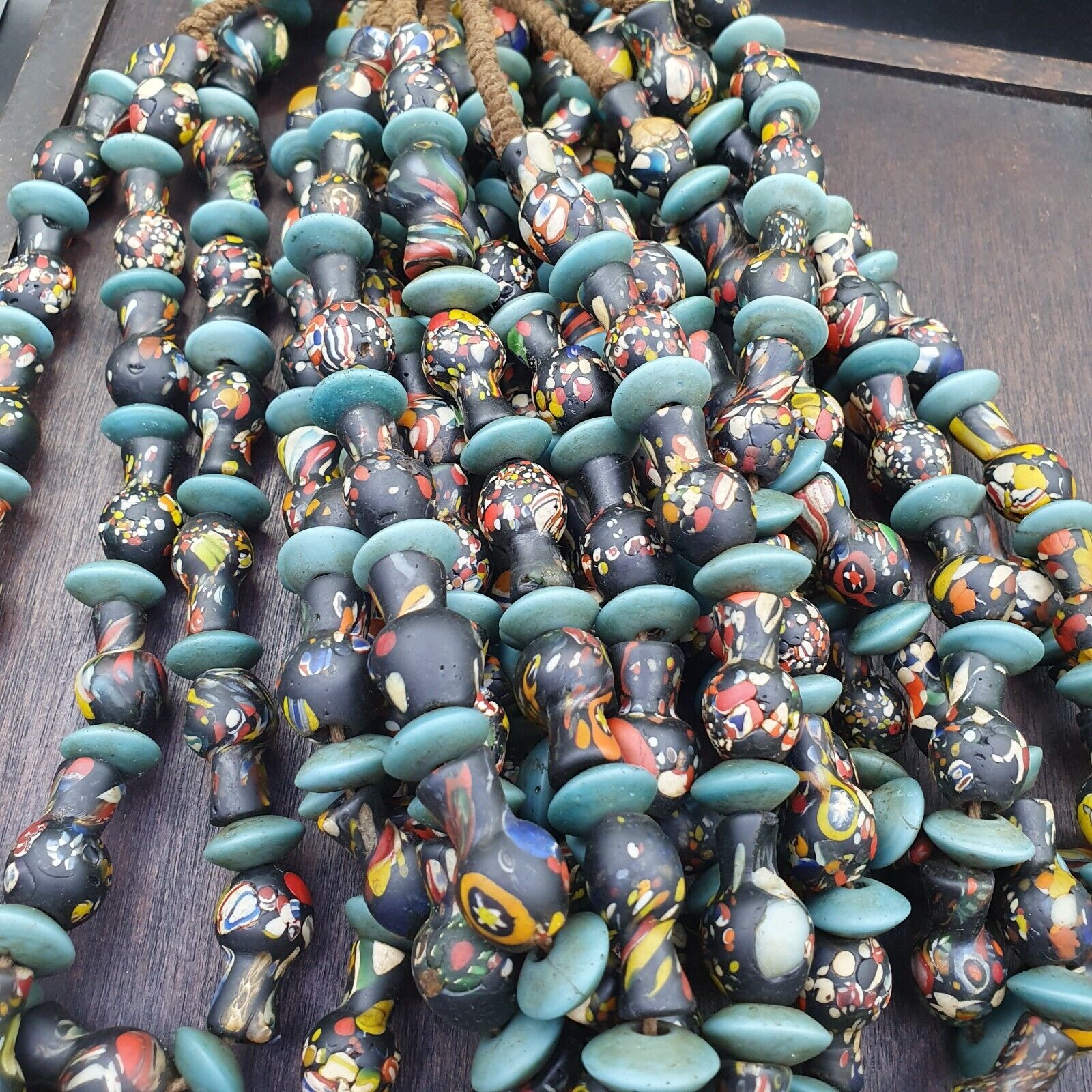 BEAUTIFUL OLD Mosaic Bottle GLASS Vintage ANTIQUE BEADS
