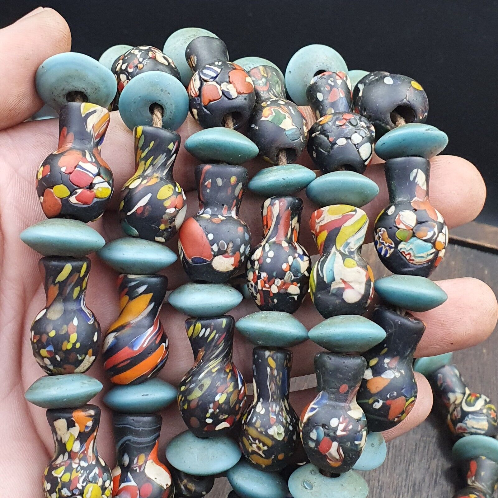 BEAUTIFUL OLD Mosaic Bottle GLASS Vintage ANTIQUE BEADS