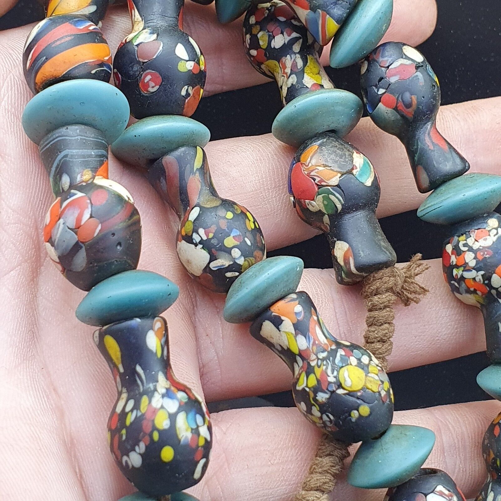 BEAUTIFUL OLD Mosaic Bottle GLASS Vintage ANTIQUE BEADS