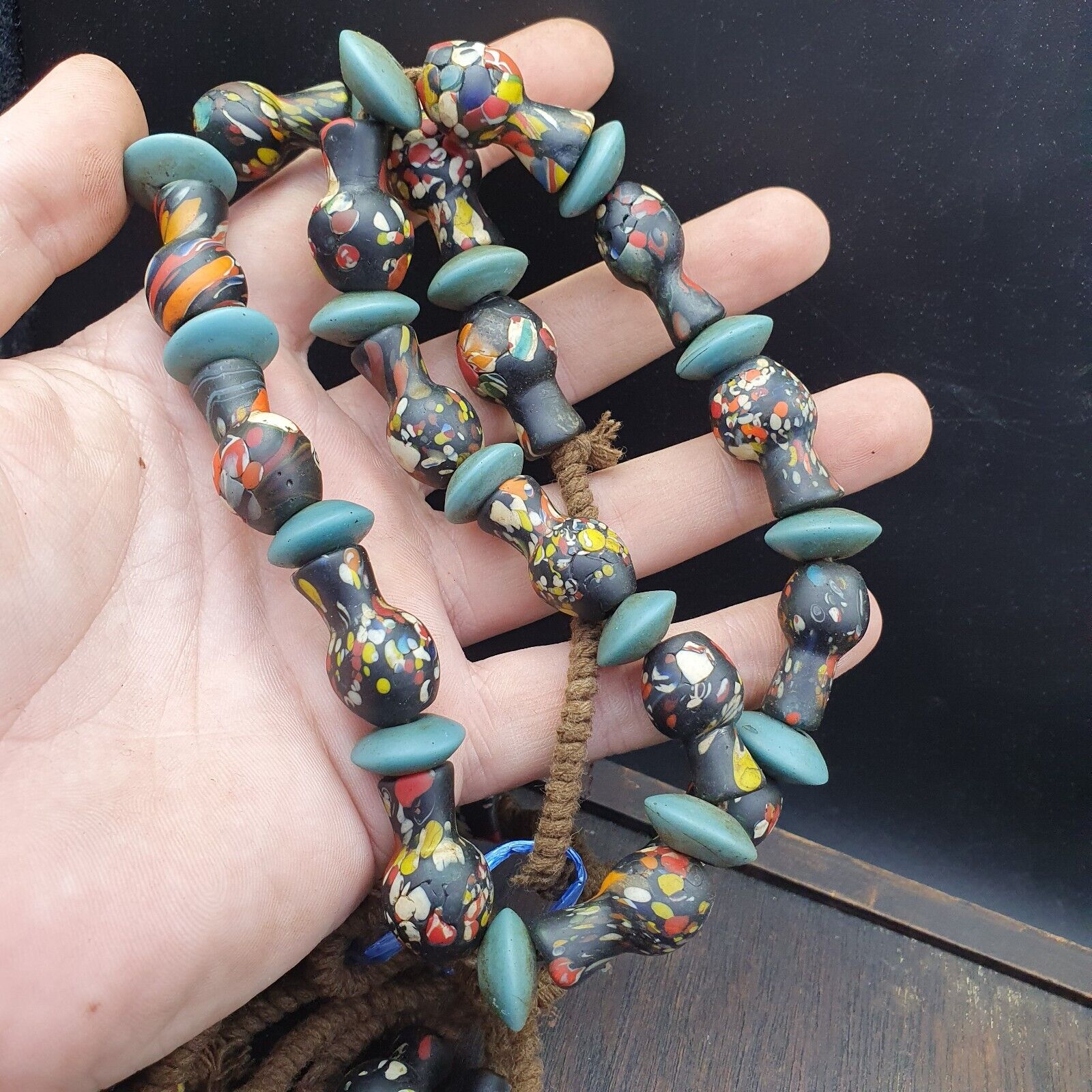 BEAUTIFUL OLD Mosaic Bottle GLASS Vintage ANTIQUE BEADS
