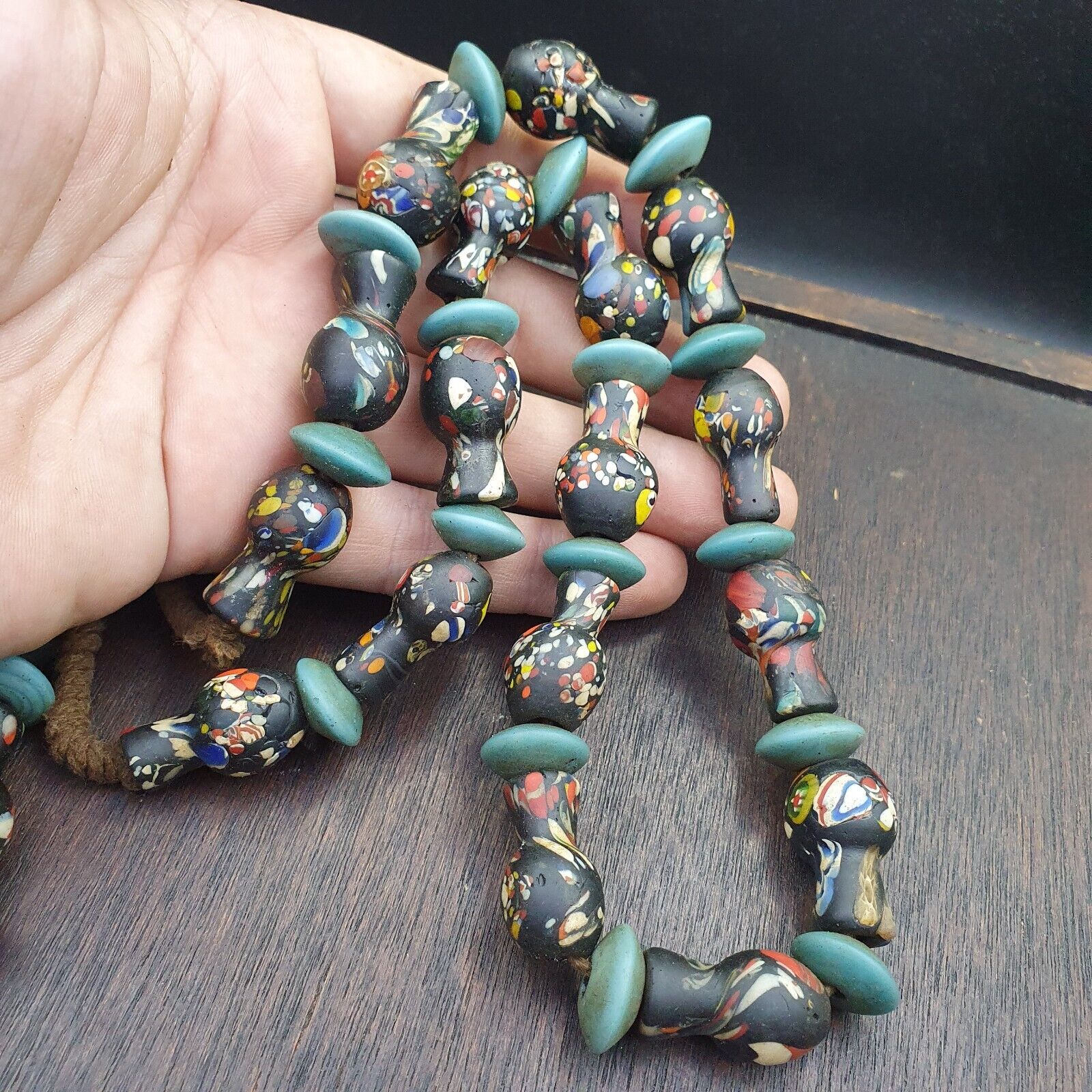 BEAUTIFUL OLD Mosaic Bottle GLASS Vintage ANTIQUE BEADS