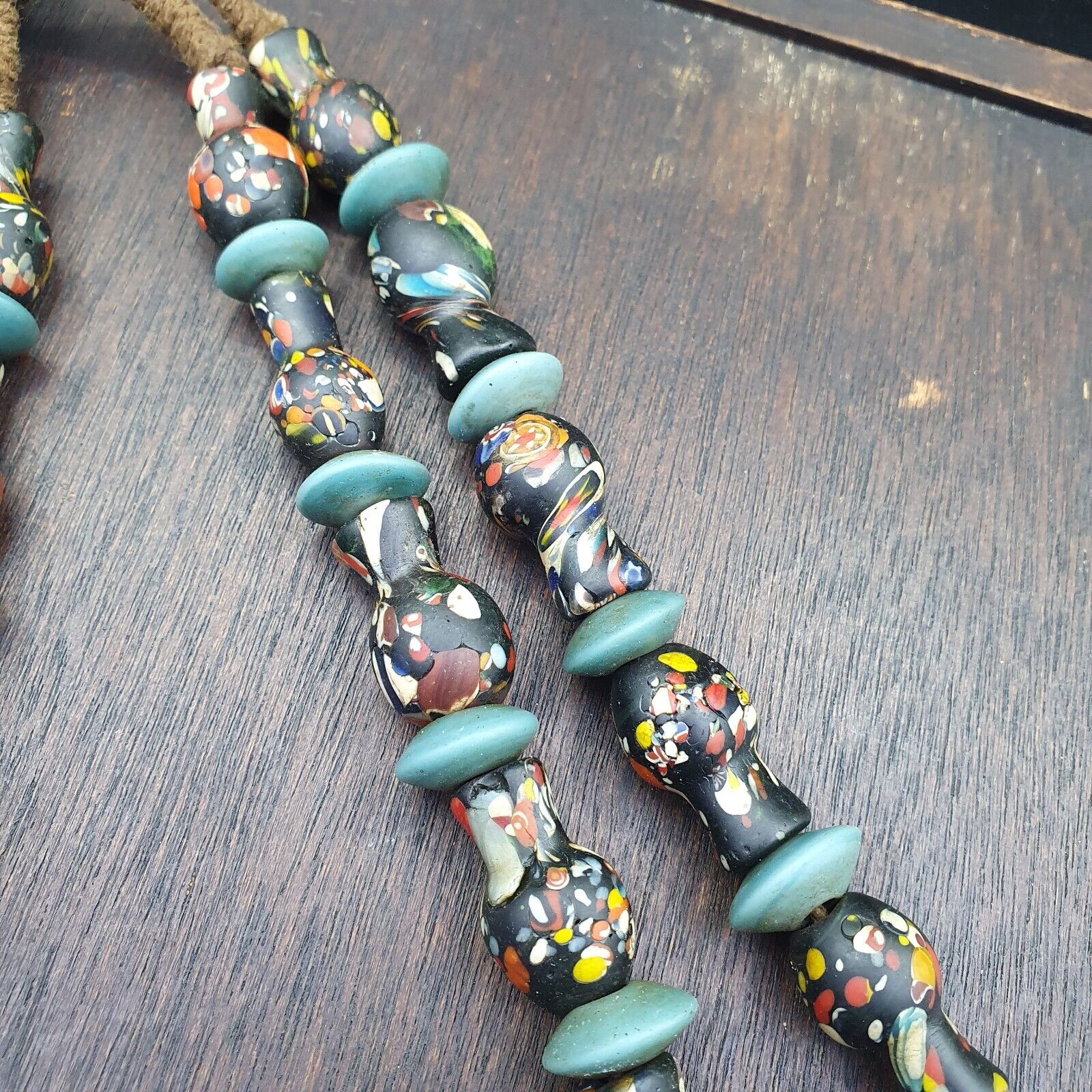 BEAUTIFUL OLD Mosaic Bottle GLASS Vintage ANTIQUE BEADS