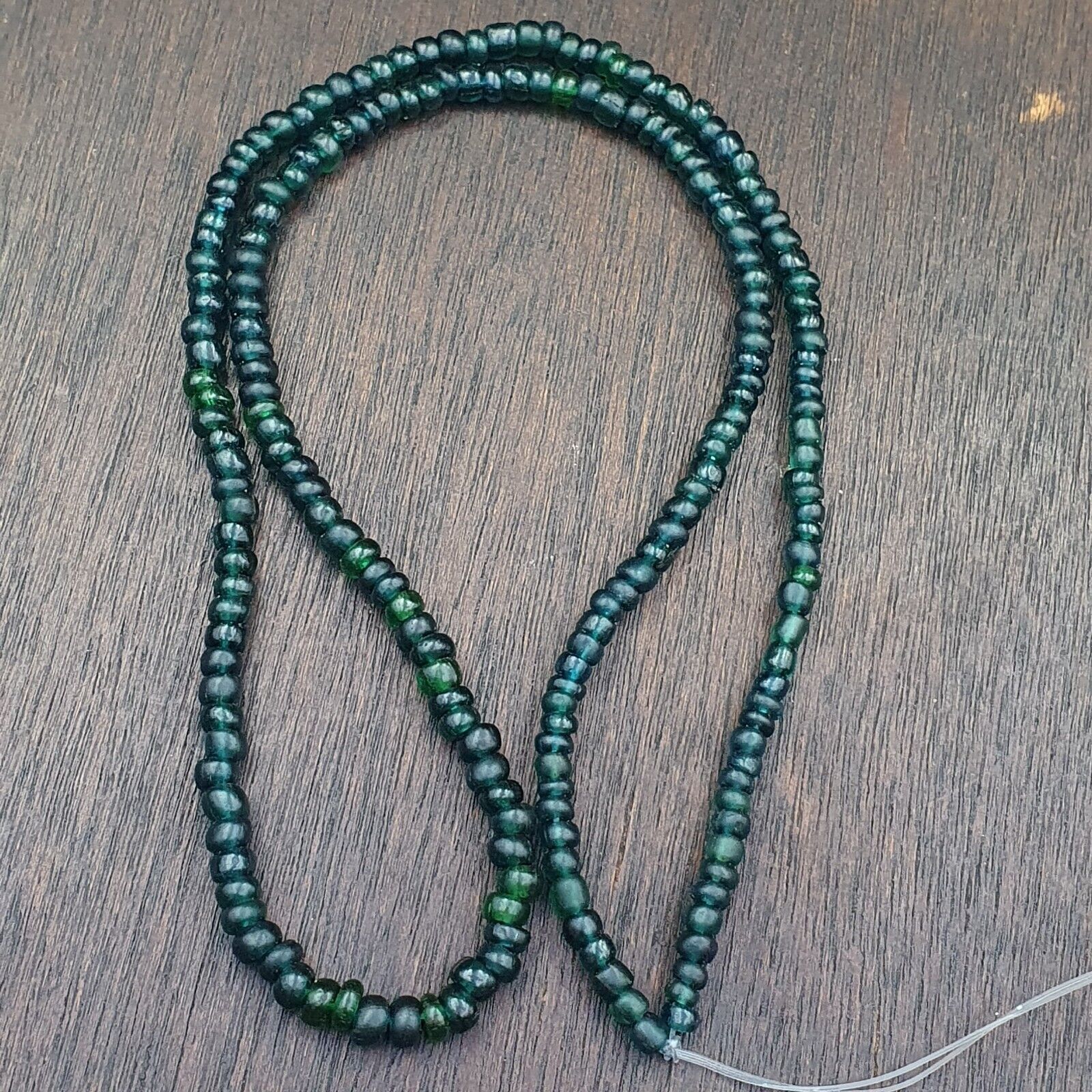 Vintage Antique Tiny Green Blue Beads African Beads Necklace 4.5mm - 5.5mm