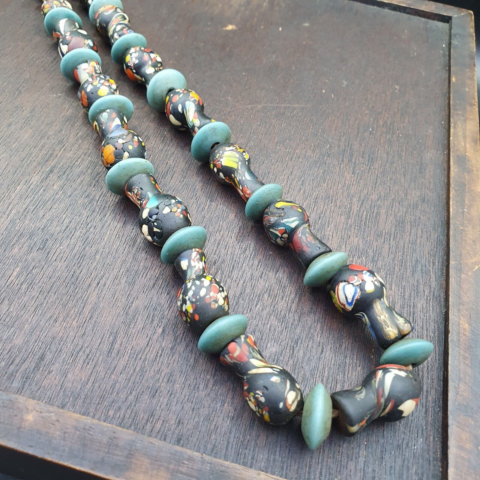 BEAUTIFUL OLD Mosaic Bottle GLASS Vintage ANTIQUE BEADS