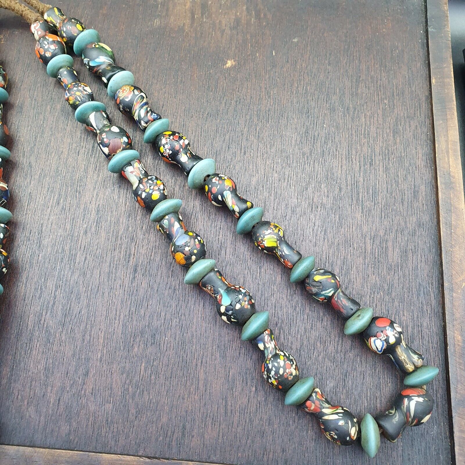 BEAUTIFUL OLD Mosaic Bottle GLASS Vintage ANTIQUE BEADS