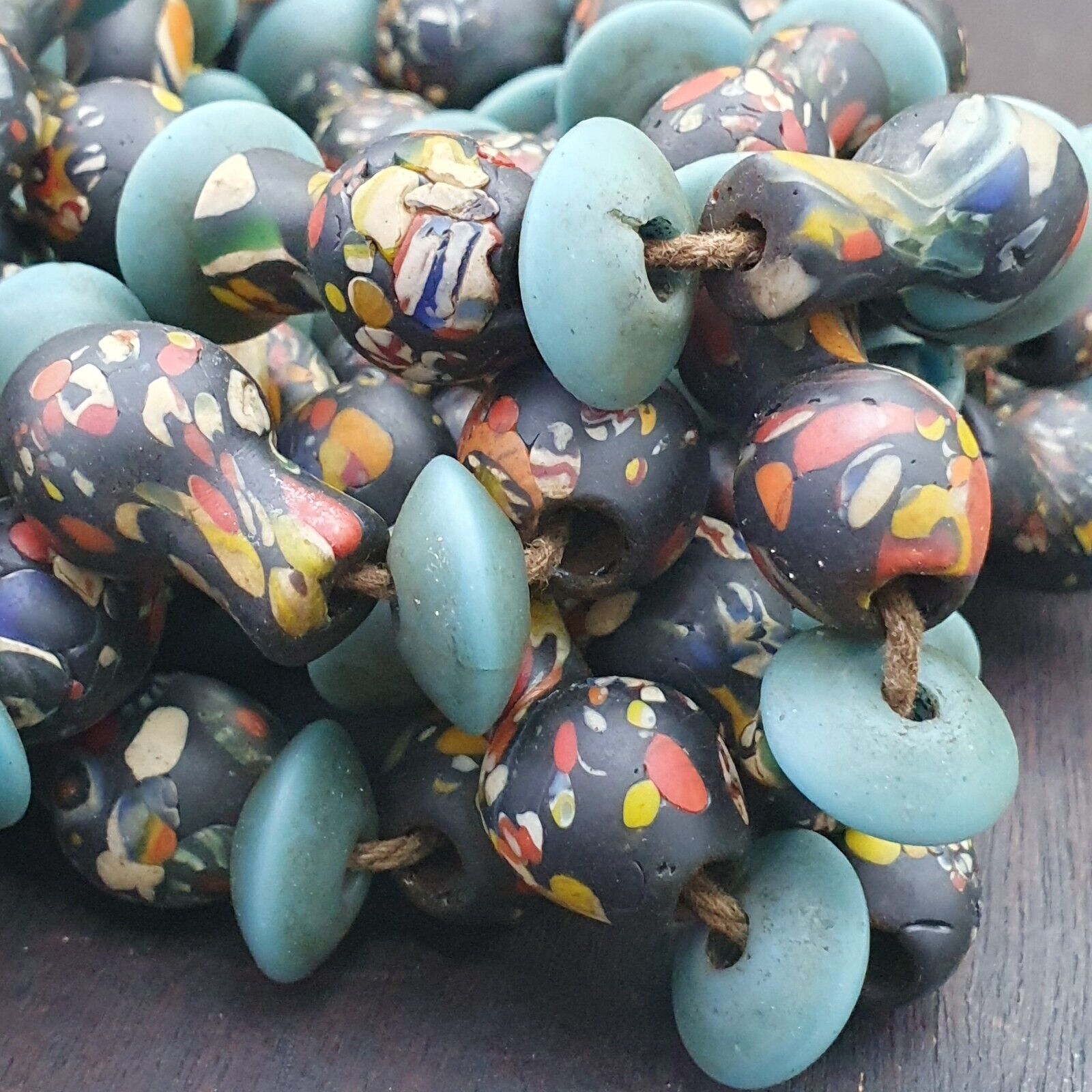 BEAUTIFUL OLD Mosaic Bottle GLASS Vintage ANTIQUE BEADS