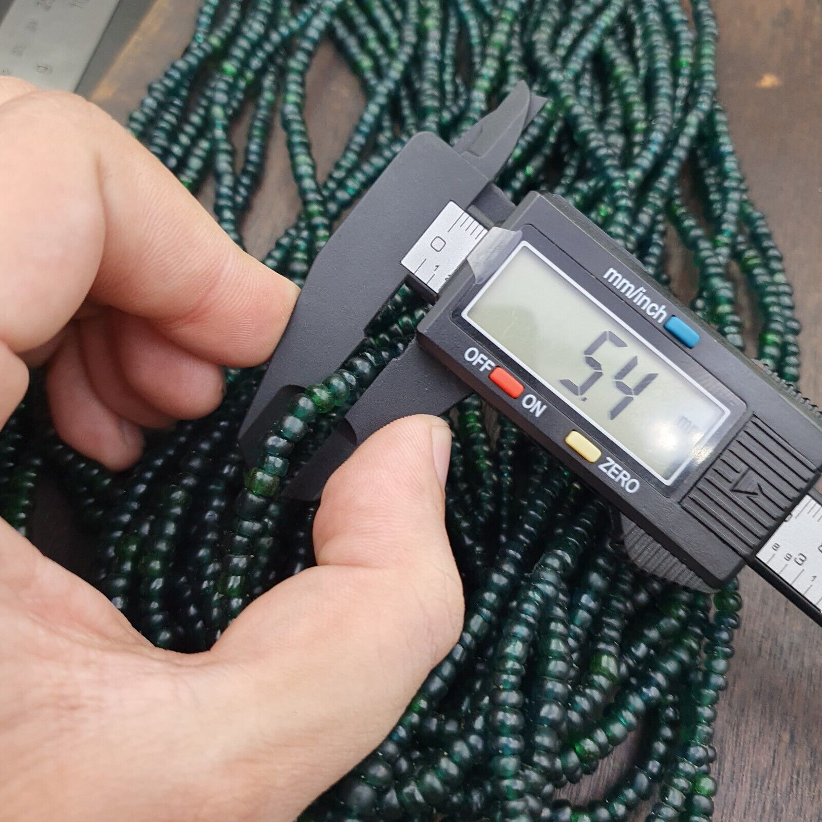 Vintage Antique Tiny Green Blue Beads African Beads Necklace 4.5mm - 5.5mm