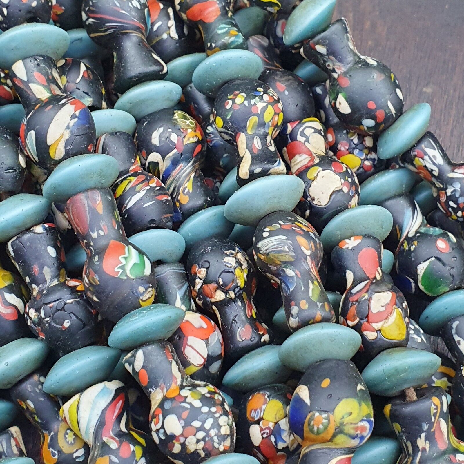 BEAUTIFUL OLD Mosaic Bottle GLASS Vintage ANTIQUE BEADS