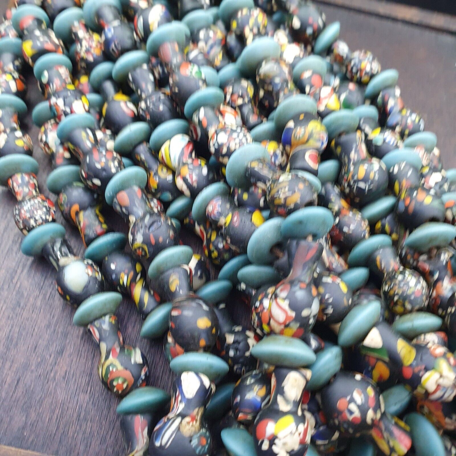 BEAUTIFUL OLD Mosaic Bottle GLASS Vintage ANTIQUE BEADS