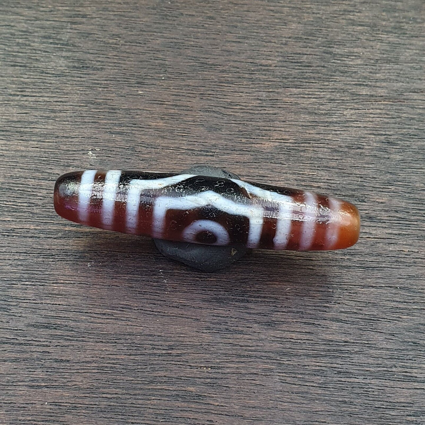 印度藏喜馬拉雅 3 個圖騰眼紅瑪瑙珠護身符天珠