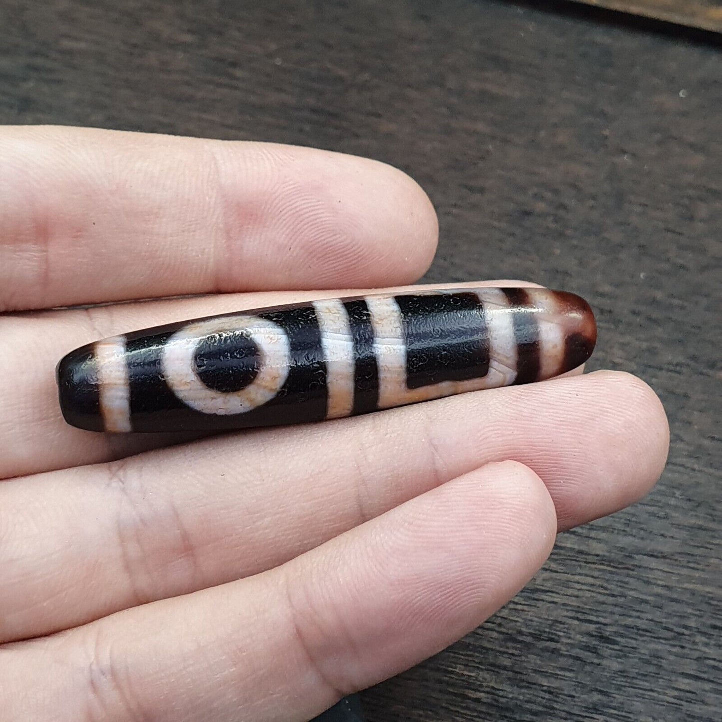 印度藏喜馬拉雅 4 個圖騰眼紅瑪瑙珠護身符天珠