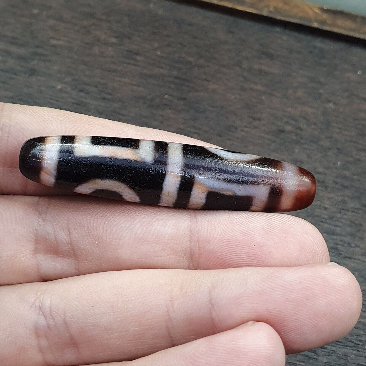 印度藏喜馬拉雅 4 個圖騰眼紅瑪瑙珠護身符天珠