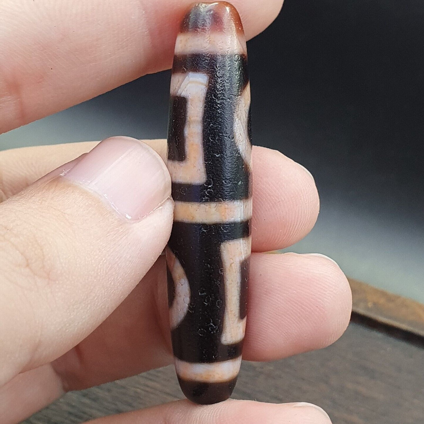 印度藏喜馬拉雅 4 個圖騰眼紅瑪瑙珠護身符天珠