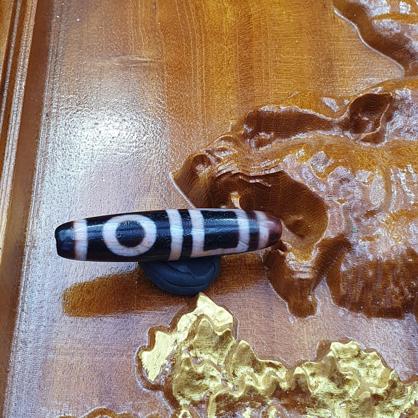 印度藏喜馬拉雅 4 個圖騰眼紅瑪瑙珠護身符天珠