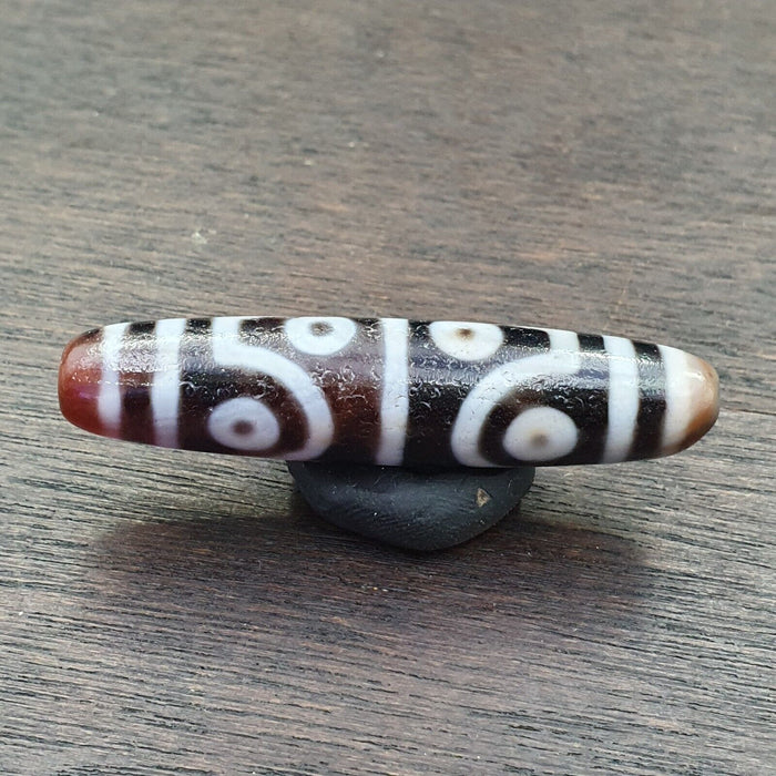 Rare Pattern Indo Tibetan Himalayan 8 Totem Eyes Red Agate Bead Amulet Dzi
