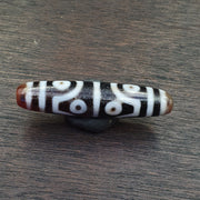East Oasis Rare Pattern Indo Tibetan 8 Totem Eyes Red Agate Dzi Bead Amulet