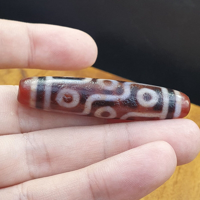 Power Bead Indo Tibetan Himalayan 9 Totem Eyes Red Agate Bead Amulet Dzi