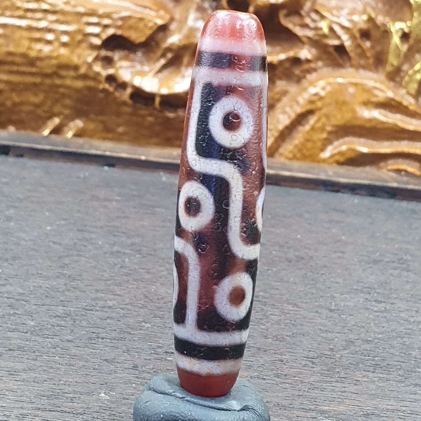 Power Bead INDO TIBETAN Himalayan 9 Totem Eyes Red Agate bead Amulet Dzi
