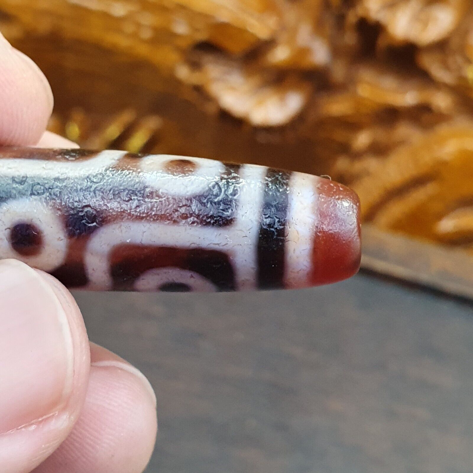 Power Bead INDO TIBETAN Himalayan 9 Totem Eyes Red Agate bead Amulet Dzi