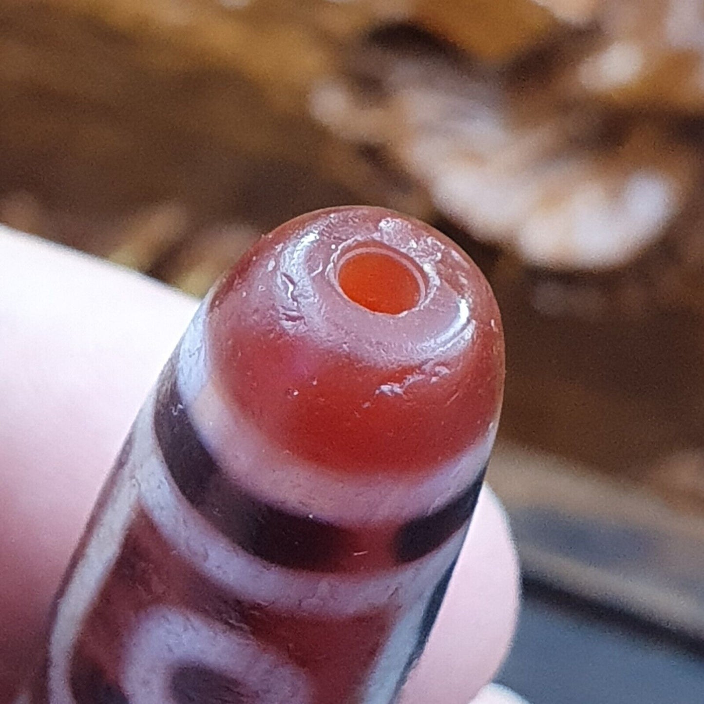 能量珠印度西藏喜馬拉雅九圖騰眼紅瑪瑙珠護身符天珠