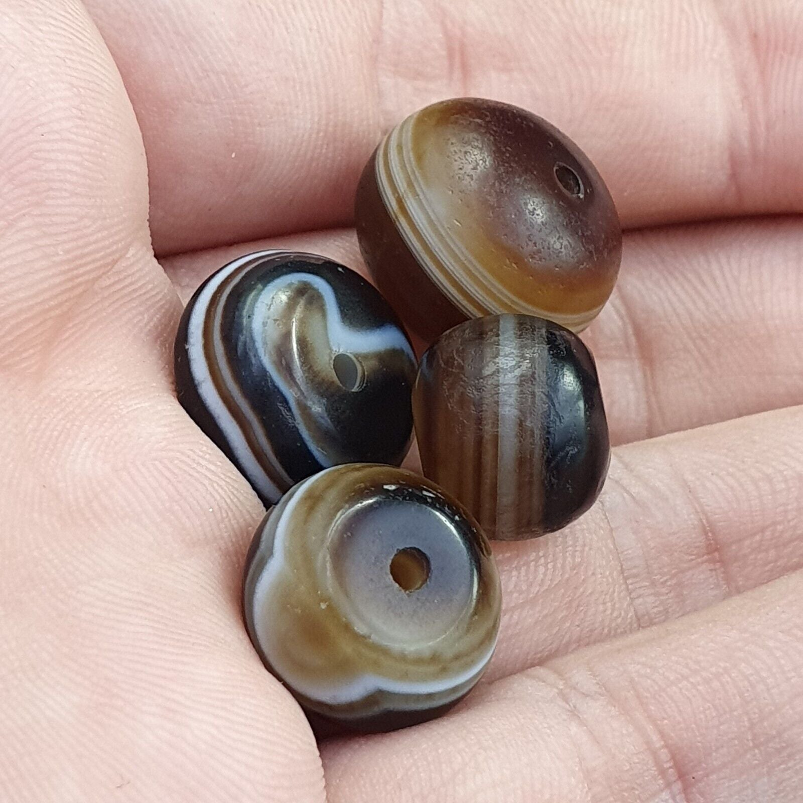 Lot 4 Suleimani Old Bead Pure Patterns Agate Amulet Religious Antiquities