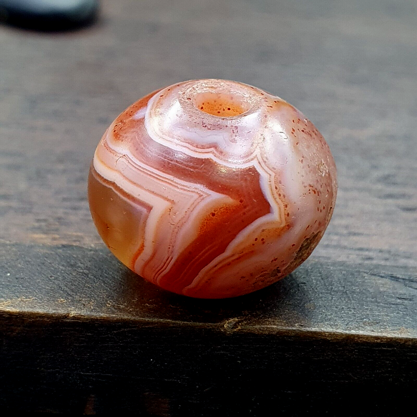Seltenstes antikes Perlenamulett aus rotem Achat aus dem Himalaya
