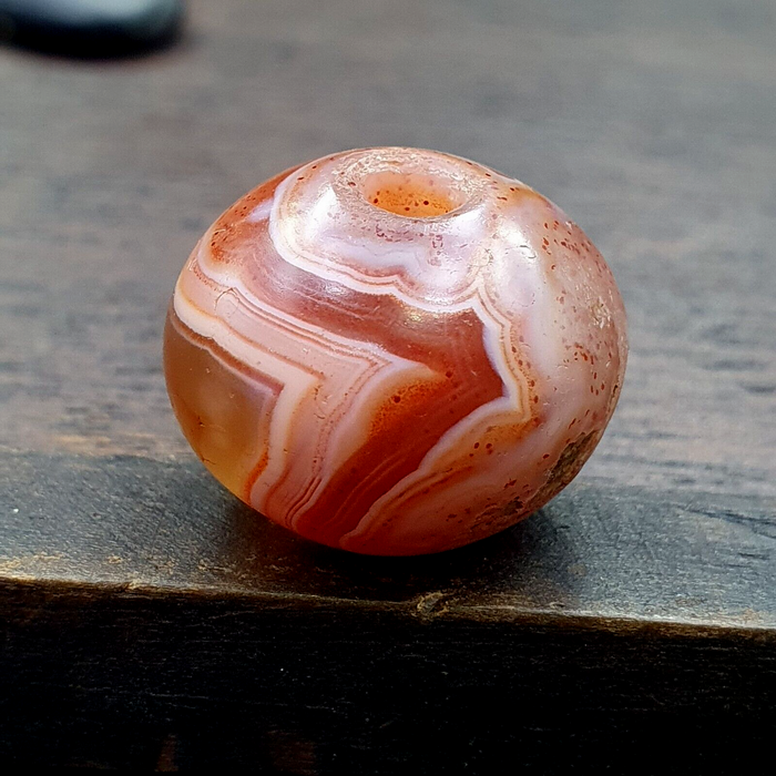 Rarest Ancient Himalaya Red Agate Stone Bead Amulet