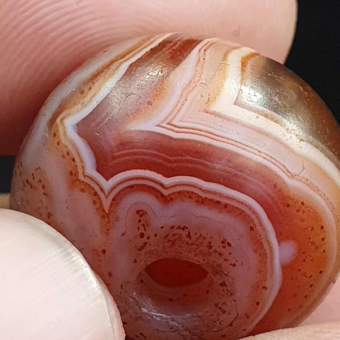 Seltenstes antikes Perlenamulett aus rotem Achat aus dem Himalaya