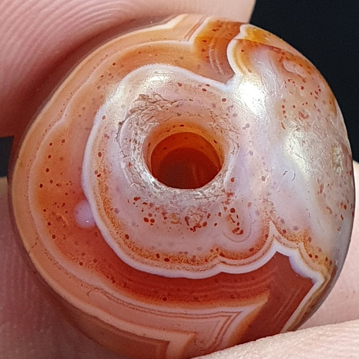 Seltenstes antikes Perlenamulett aus rotem Achat aus dem Himalaya