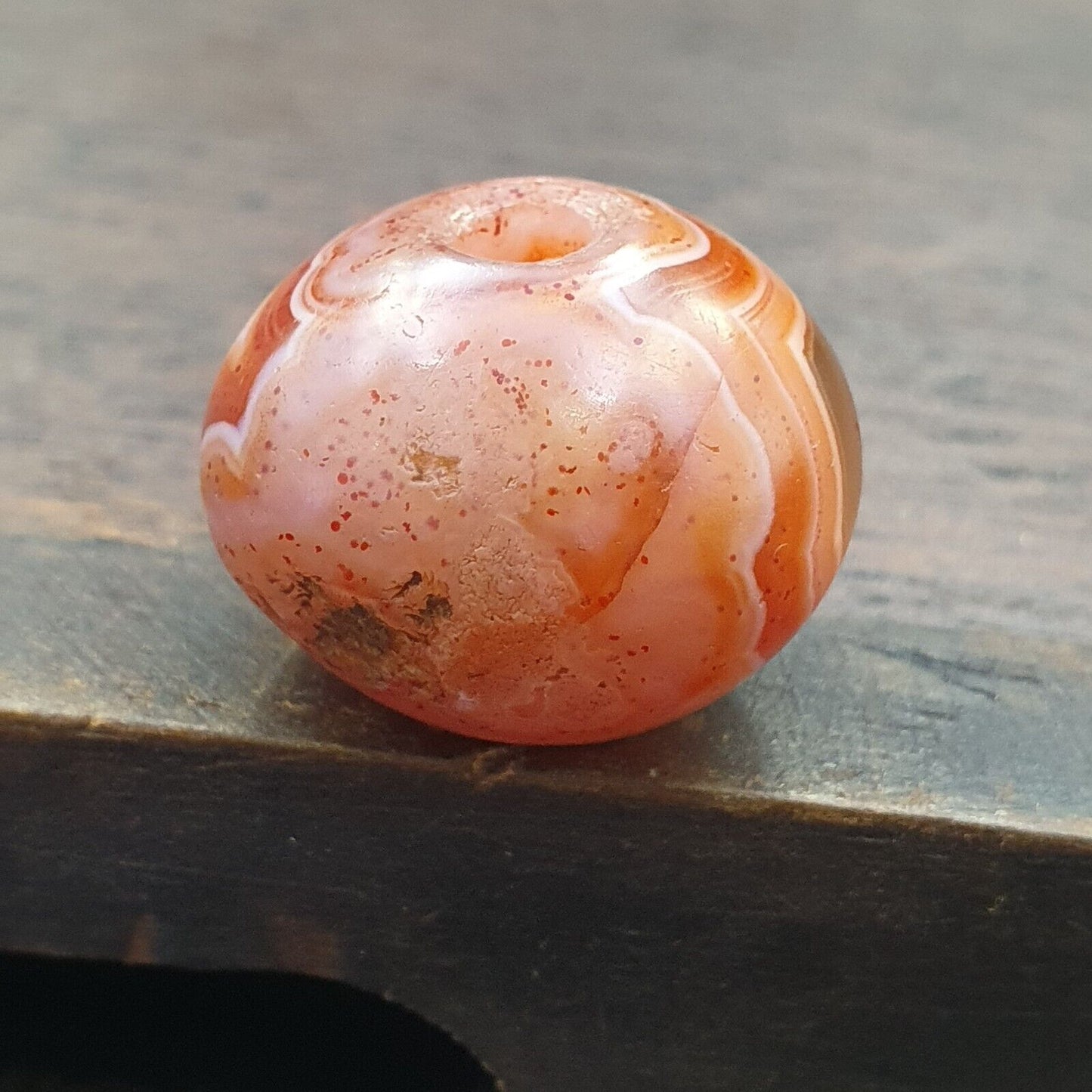 Seltenstes antikes Perlenamulett aus rotem Achat aus dem Himalaya