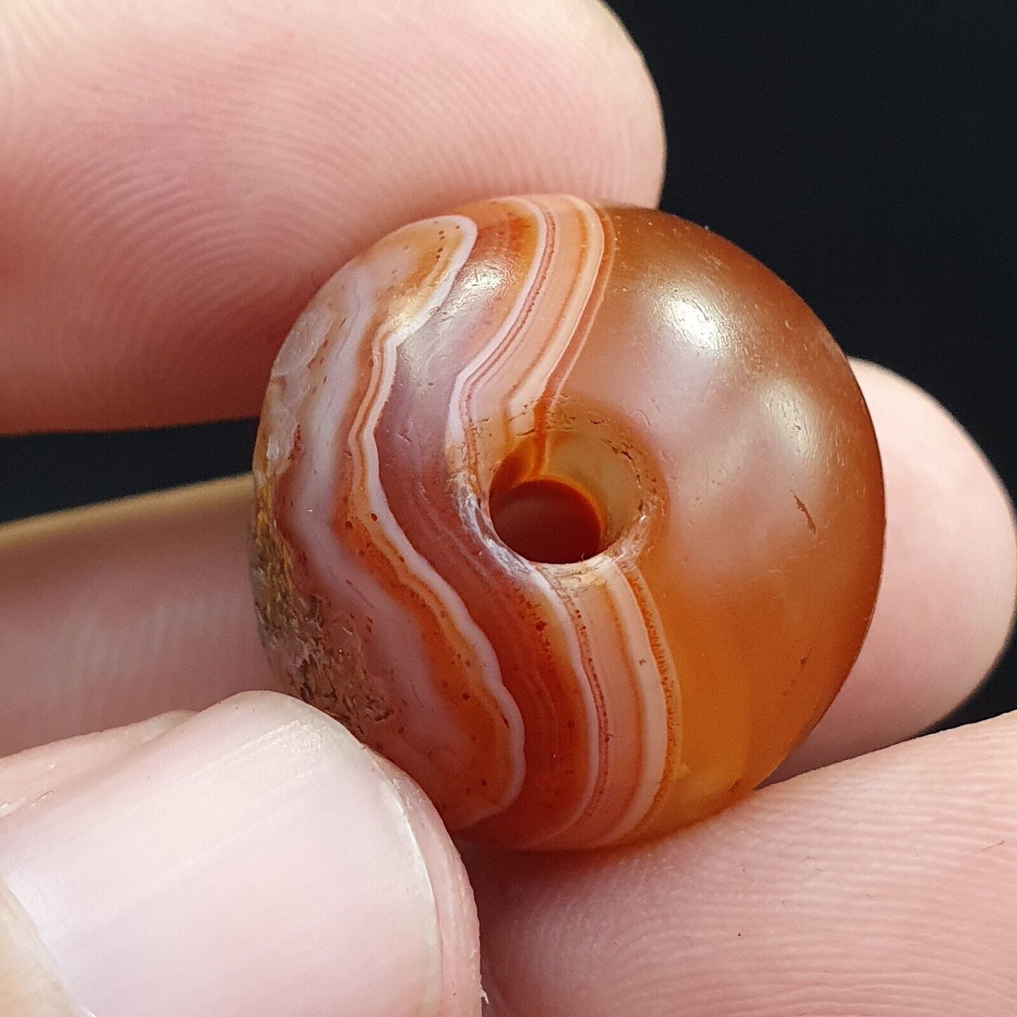 Seltenstes antikes Perlenamulett aus rotem Achat aus dem Himalaya
