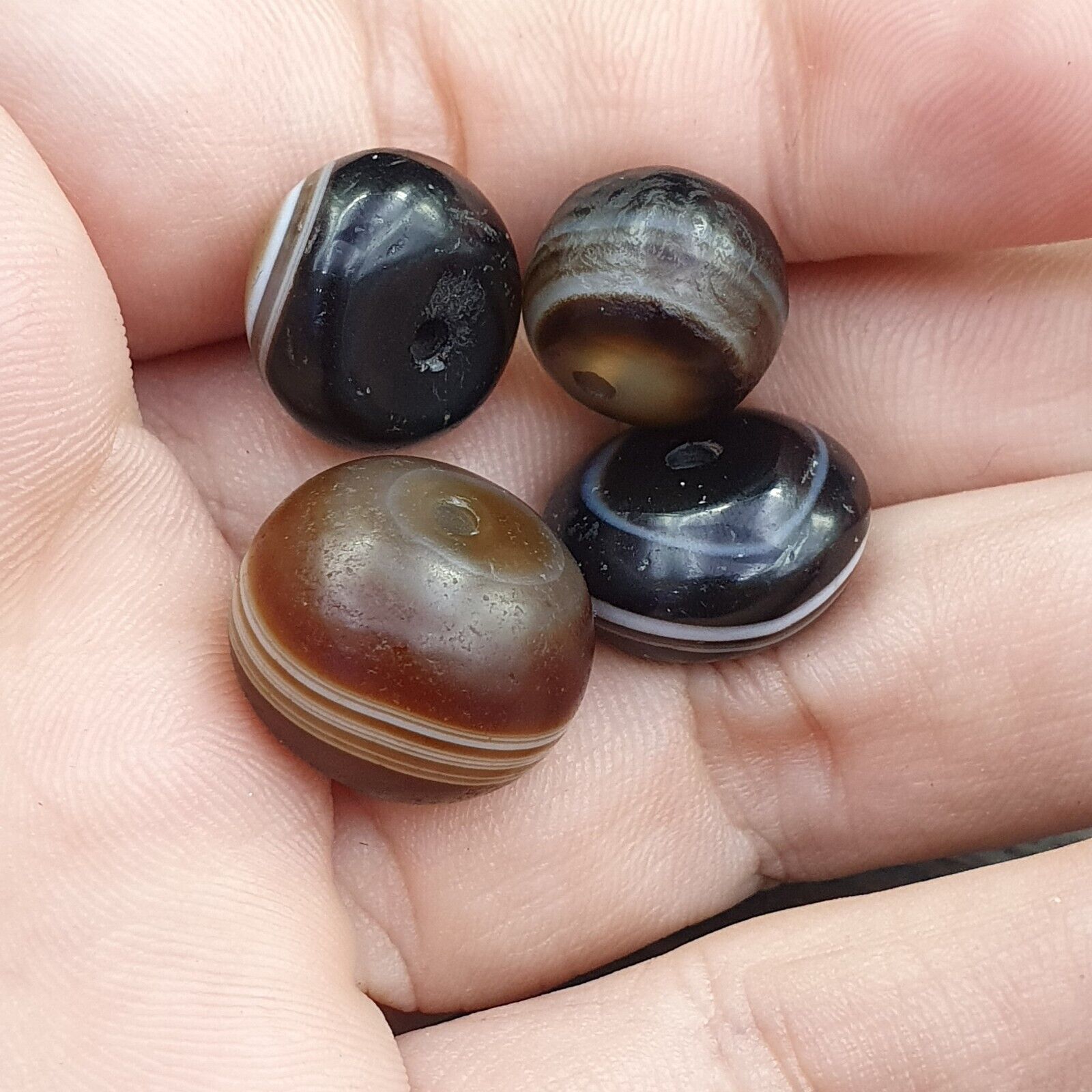 Lot 4 Suleimani Old Bead Pure Patterns Agate Amulet Religious Antiquities
