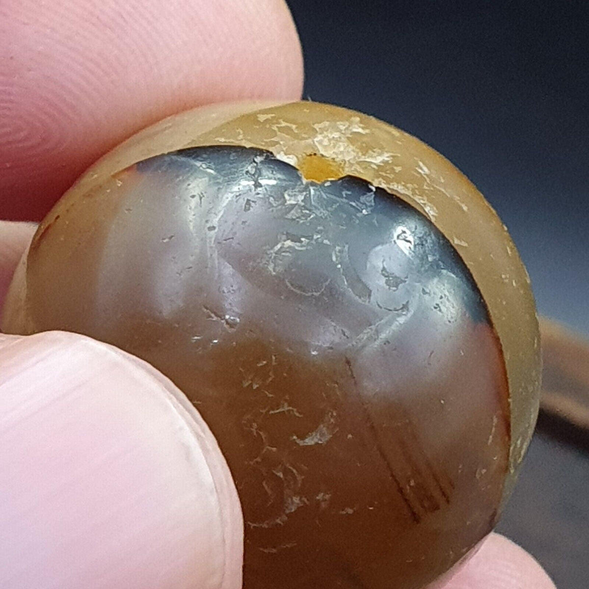 Antique Indo Tibetan Agate Beads, Soleimani Agate Bead Amulet 25mm