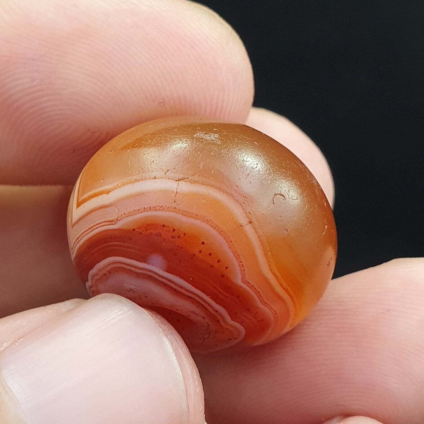 Seltenstes antikes Perlenamulett aus rotem Achat aus dem Himalaya