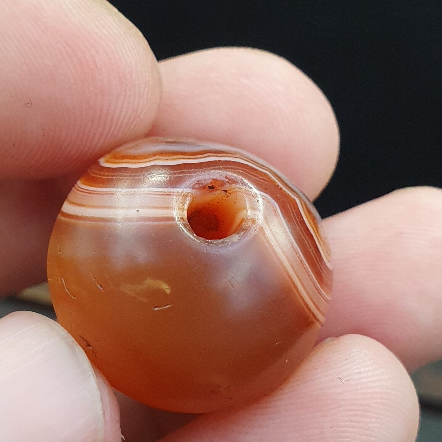 Seltenstes antikes Perlenamulett aus rotem Achat aus dem Himalaya