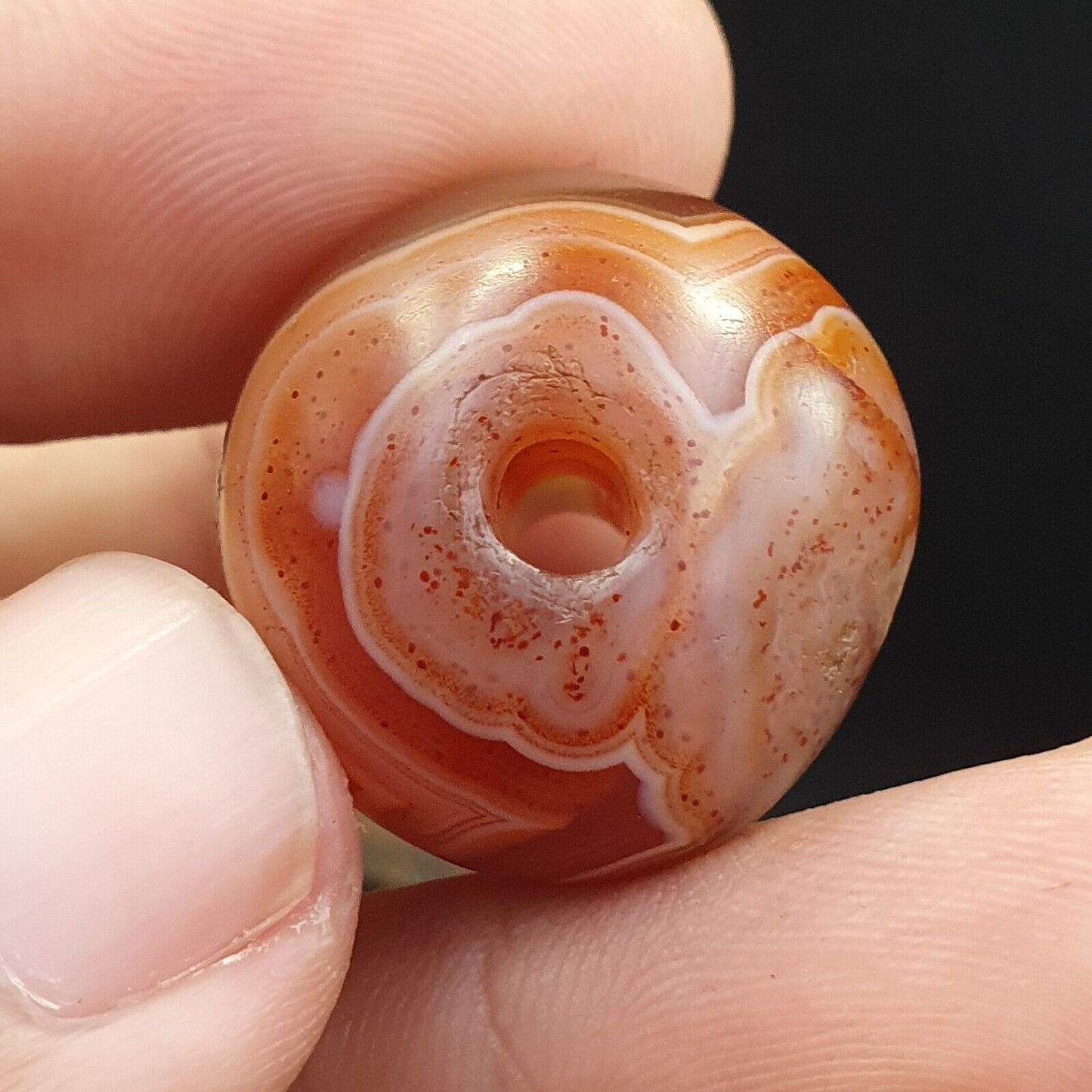 Seltenstes antikes Perlenamulett aus rotem Achat aus dem Himalaya