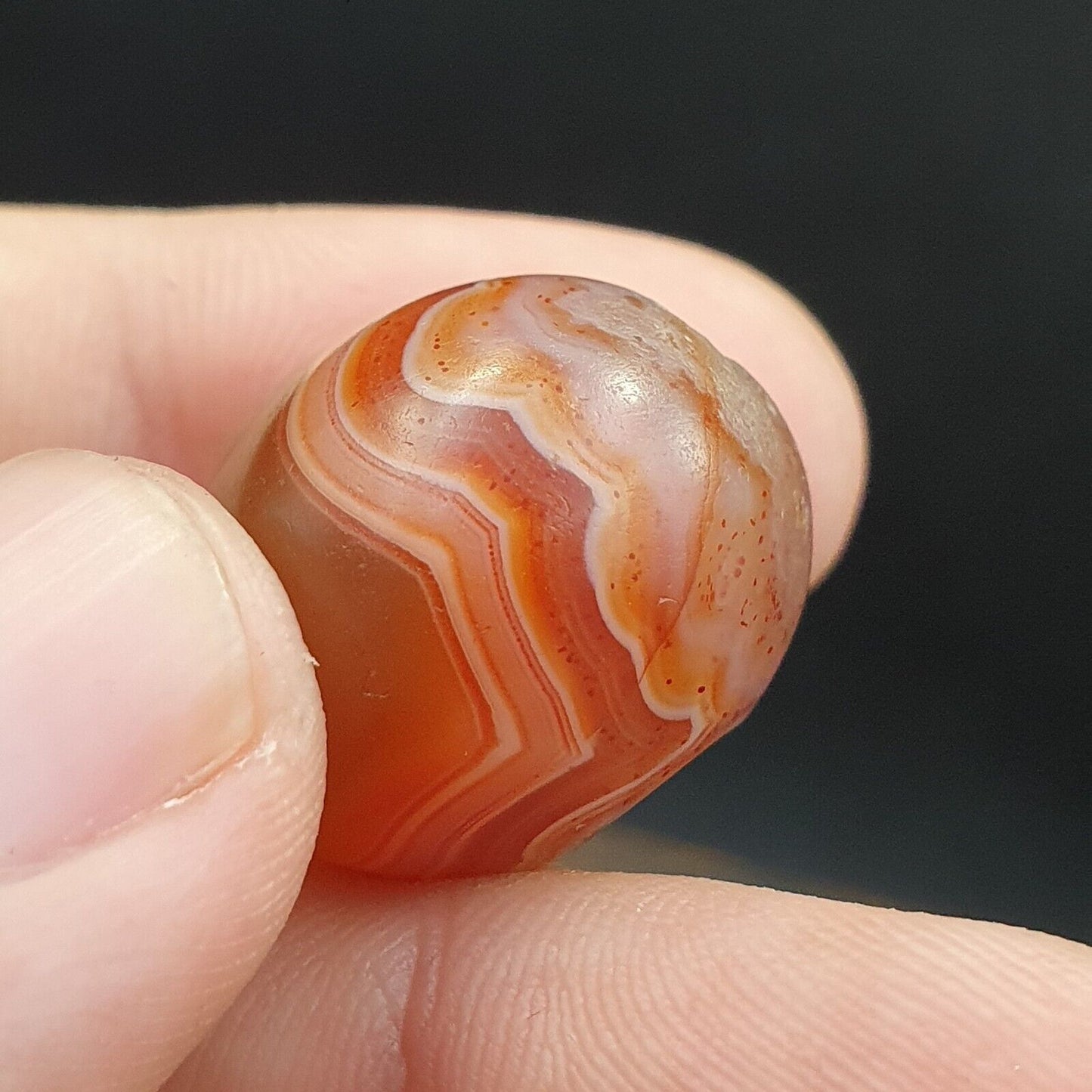 Seltenstes antikes Perlenamulett aus rotem Achat aus dem Himalaya