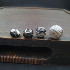 Lot 4Ancient Antique INDO Himalayan Eye Beads Soleimani Banded Agate Beads