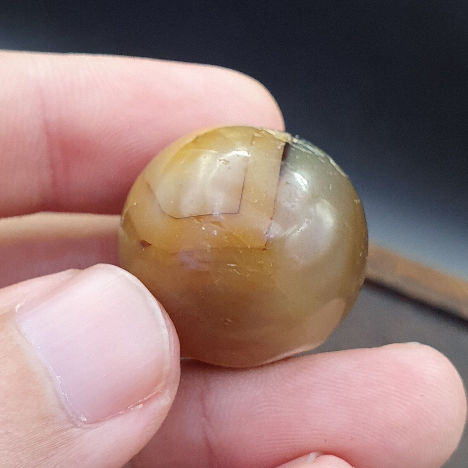 Antique Indo Tibetan Agate Beads, Soleimani Agate Bead Amulet 25mm