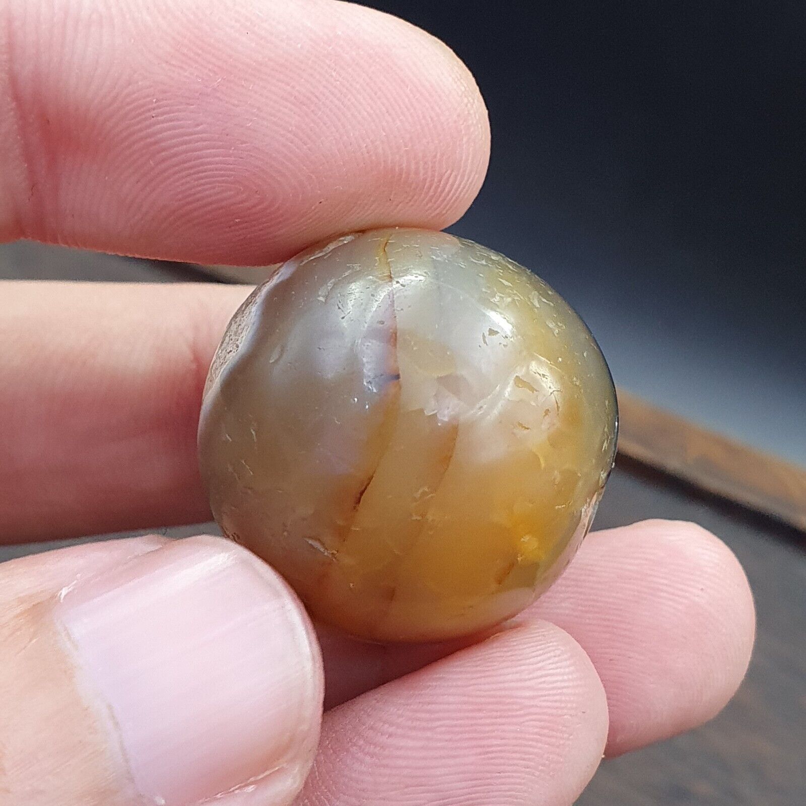 Antique Indo Tibetan Agate Beads, Soleimani Agate Bead Amulet 25mm