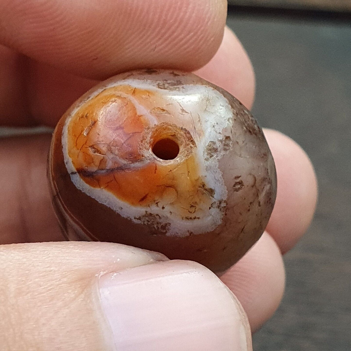 古董古代喜馬拉雅西藏紅瑪瑙石珠護身符 MDi 1