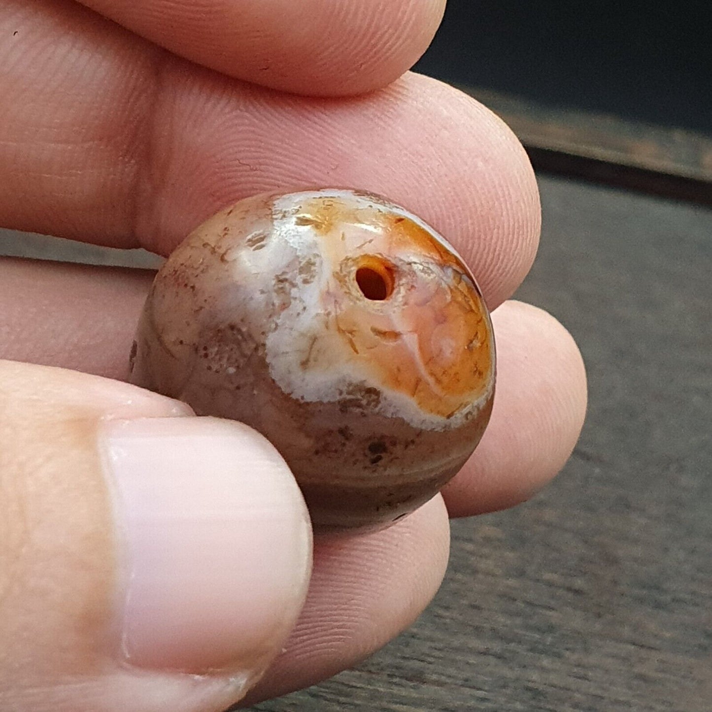 古董古代喜馬拉雅西藏紅瑪瑙石珠護身符 MDi 1