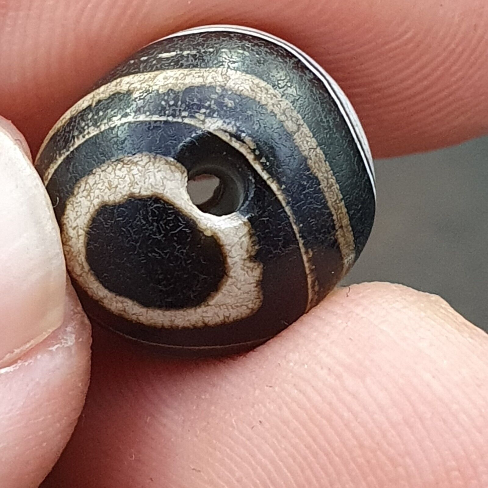 Lot 4Ancient Antique INDO Himalayan Eye Beads Soleimani Banded Agate Beads