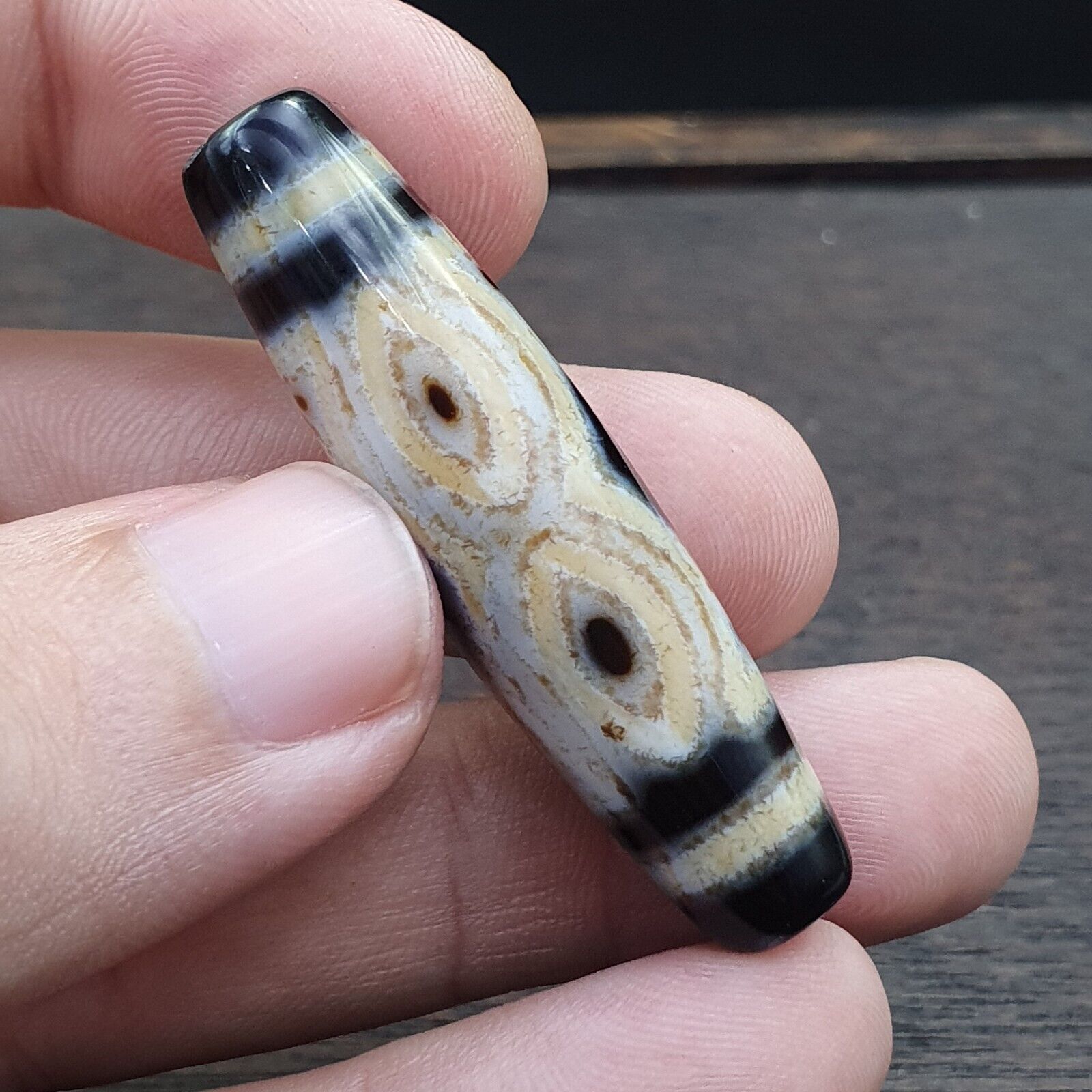 Tibetan Agate Eyes stone Dzi Bead Amulet