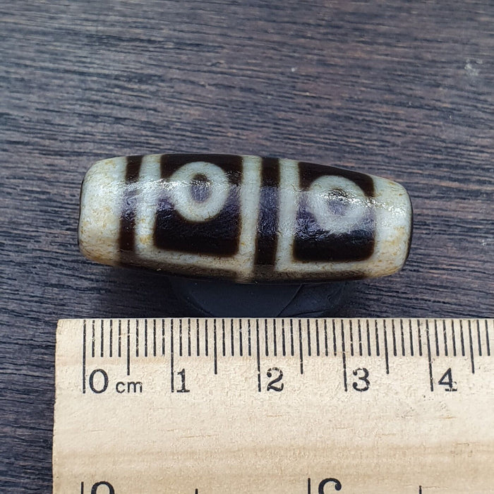 Agate Old Indo Tibetan Agate 4 Eye in Eye Agate Stone Dzi Decorated Bead Amulet